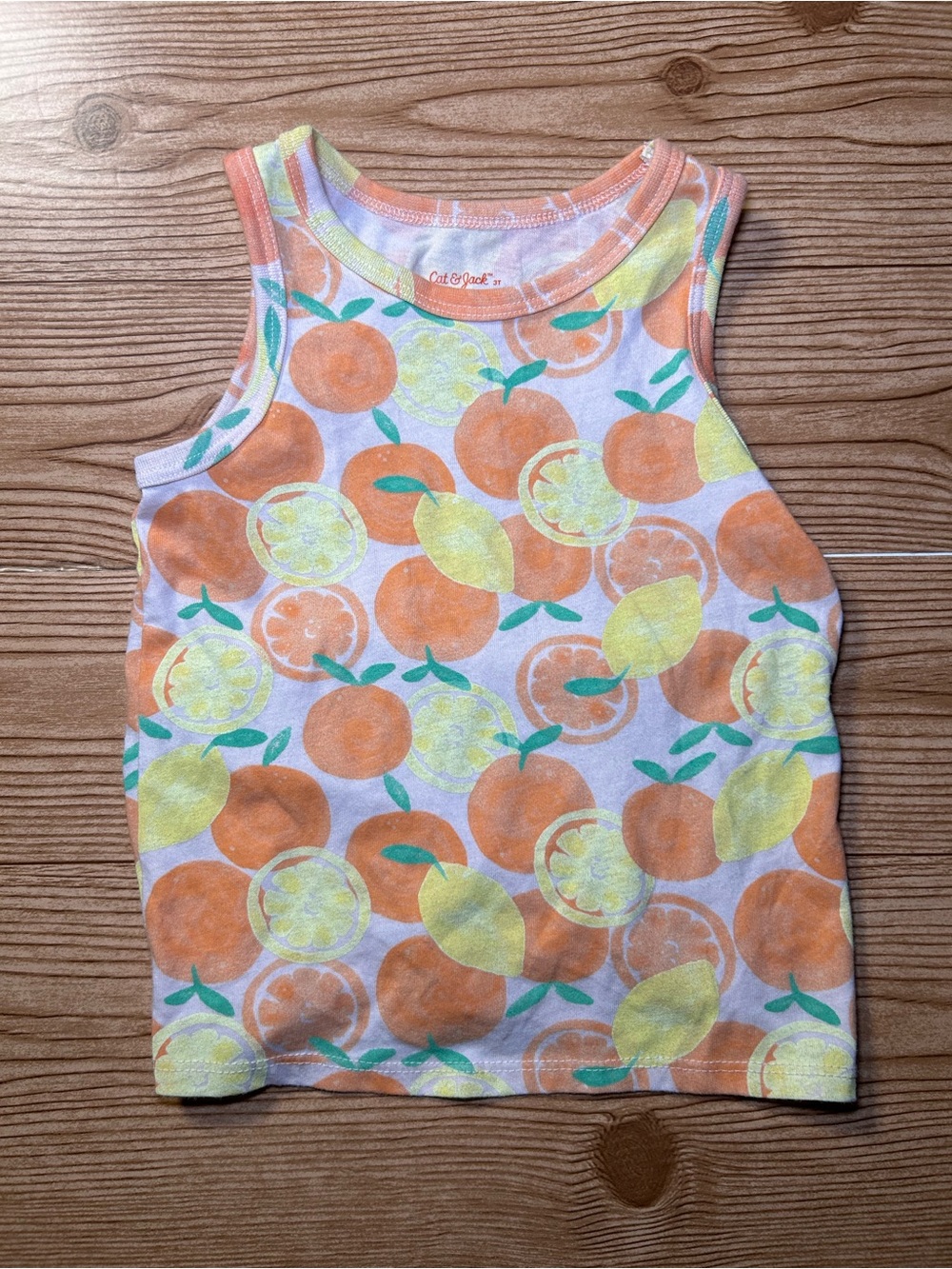 New Girl Toddler Cat & Jack Orange and Lemon Themed Sleeve-less Top, Size 3T